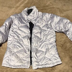 Women's North Face L Silver Puffer Jacket